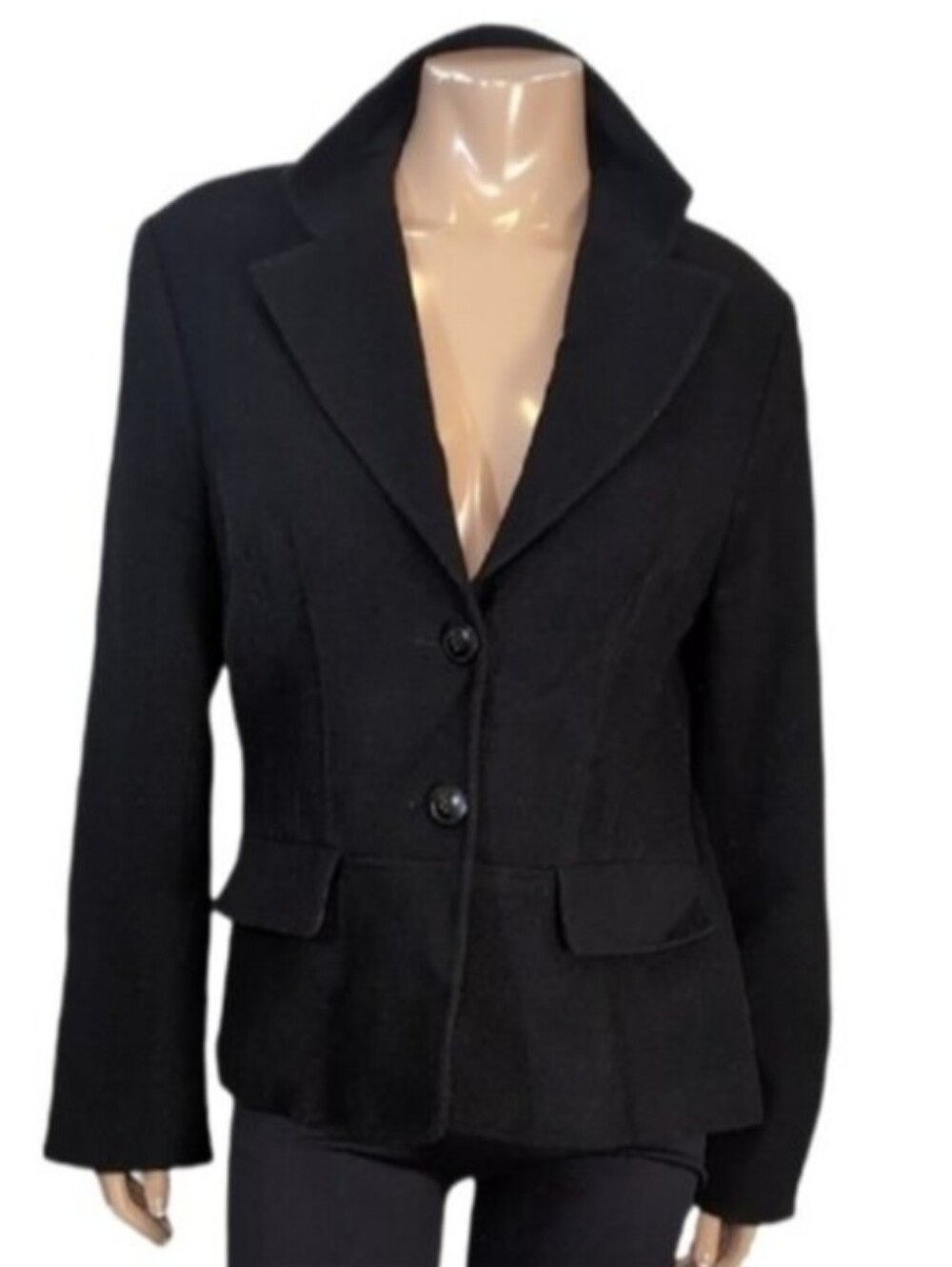 Vintage Y2K Jessica Wool Cashmere Black Tailored Blazer Jacket Womens Size 12